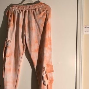 PRETTYLITTLETHING Teen Petite Orange Tie Dye Joggers